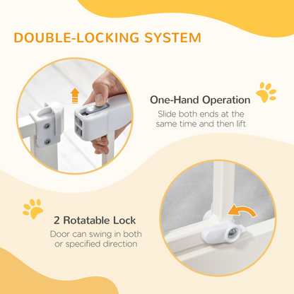 74-80cm Adjustable Metal Pet Gate with Auto-Close Door – White