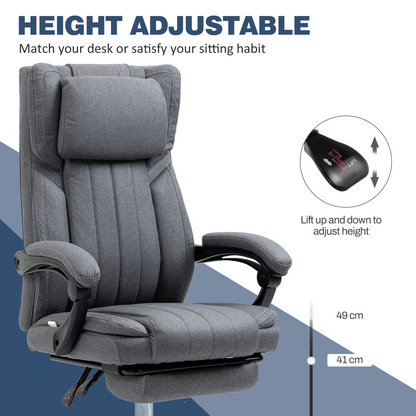 HOMCOM Executive Office Chair Reclining Office Chair with Headrest Dark Grey