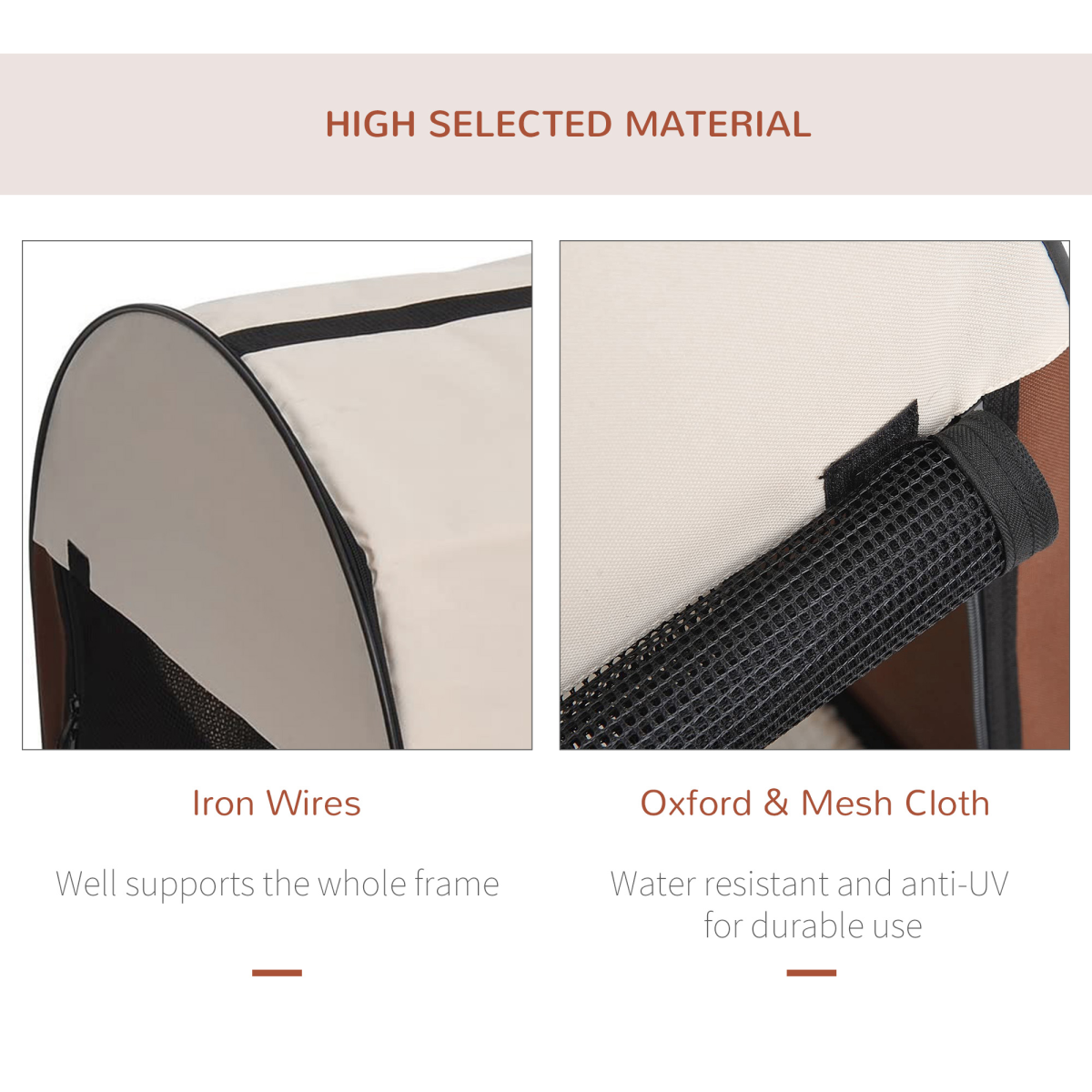 Foldable Soft Pet Carrier Crate for Small Dogs & Cats, Mesh, Brown