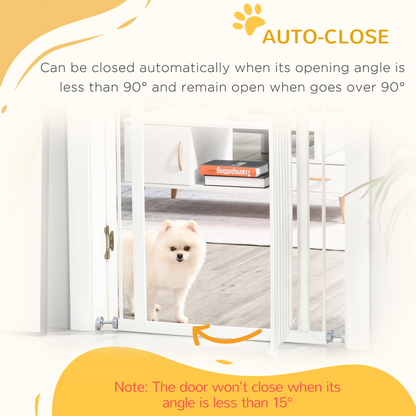 74-80cm Adjustable Metal Pet Gate with Auto-Close Door – White