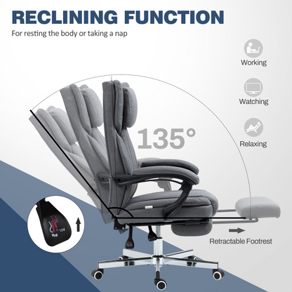 HOMCOM Executive Office Chair Reclining Office Chair with Headrest Dark Grey