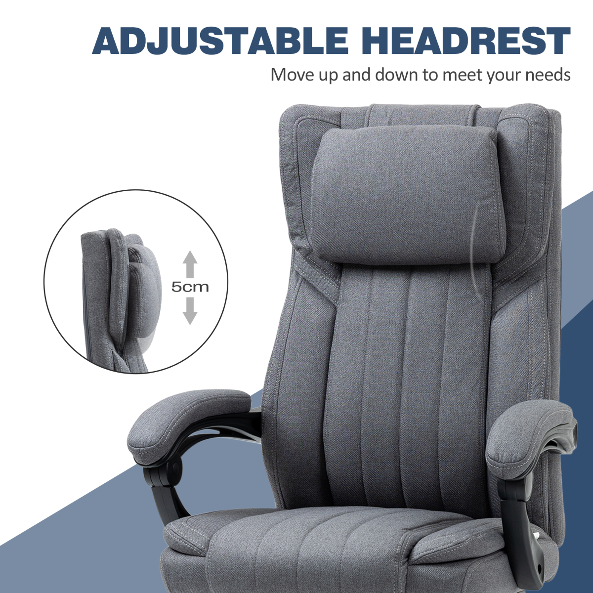 HOMCOM Executive Office Chair Reclining Office Chair with Headrest Dark Grey