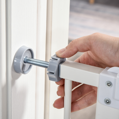 74-80cm Adjustable Metal Pet Gate with Auto-Close Door – White