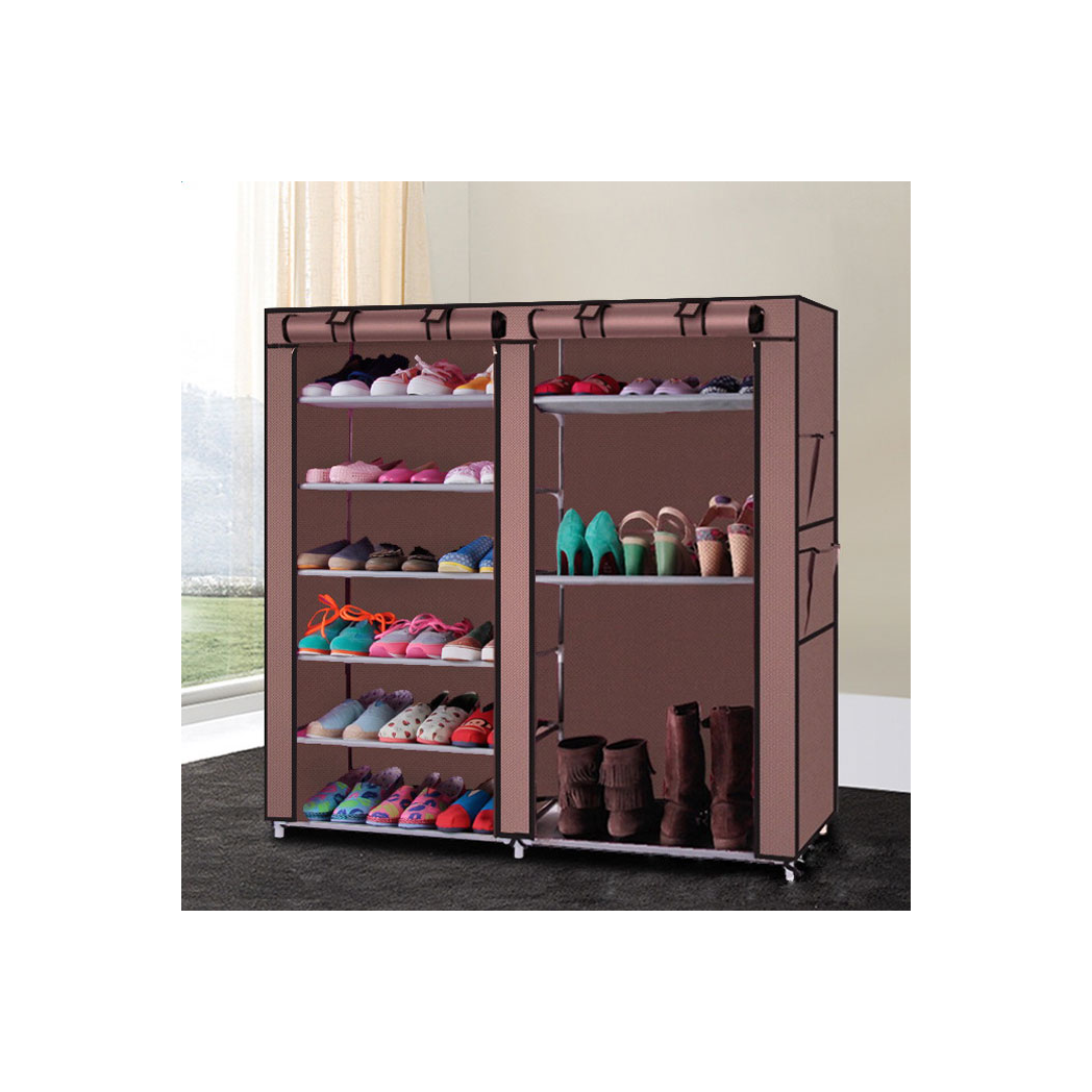 Double Rows 9 Lattices Combination Style Shoe Cabinet Coffee