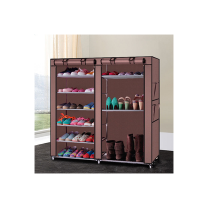 Double Rows 9 Lattices Combination Style Shoe Cabinet Coffee
