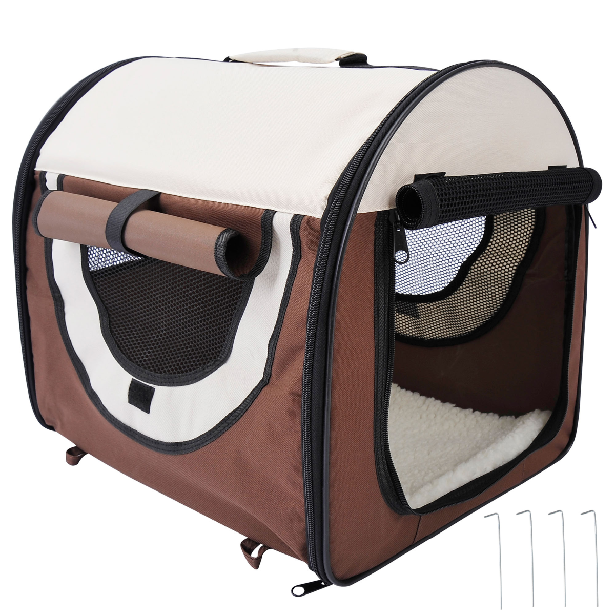 Foldable Soft Pet Carrier Crate for Small Dogs & Cats, Mesh, Brown