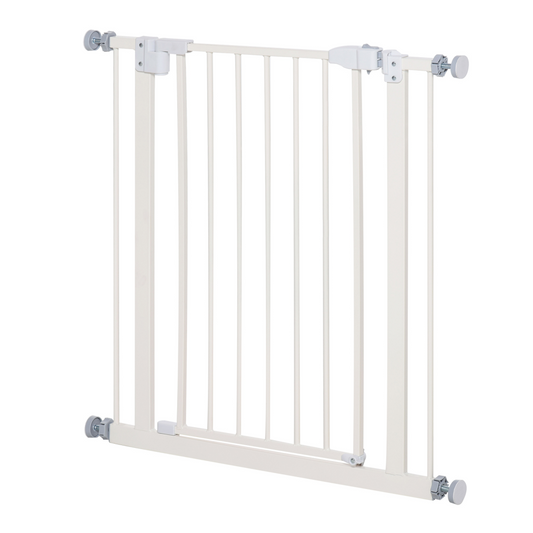 74-80cm Adjustable Metal Pet Gate with Auto-Close Door – White
